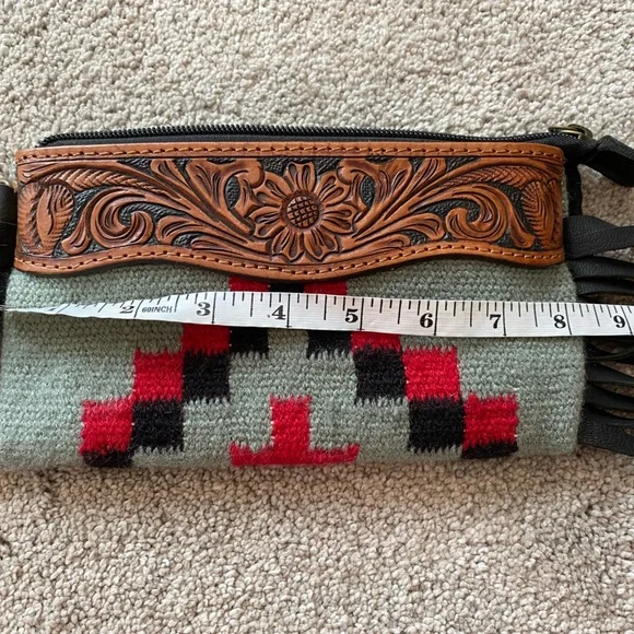 Clutch Purse. American Darling. Western fringe Aztec print wrist clutch - Picture 4 of 6